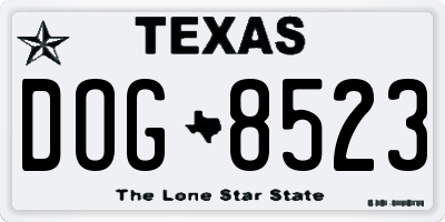 TX license plate DOG8523