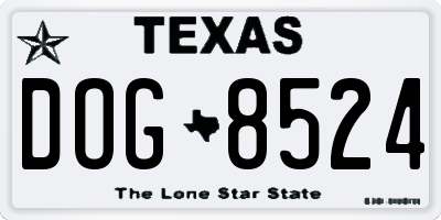 TX license plate DOG8524