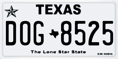 TX license plate DOG8525