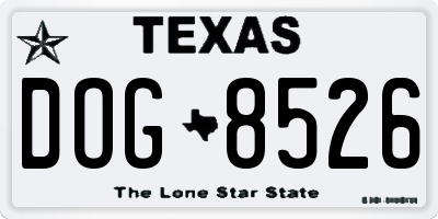 TX license plate DOG8526