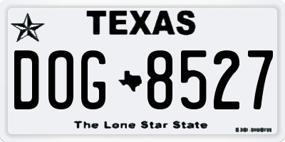 TX license plate DOG8527