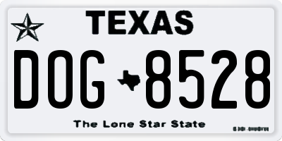 TX license plate DOG8528
