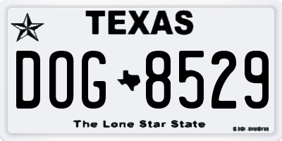 TX license plate DOG8529