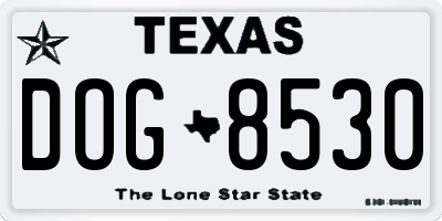 TX license plate DOG8530
