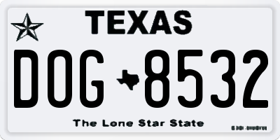TX license plate DOG8532
