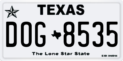 TX license plate DOG8535