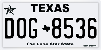 TX license plate DOG8536