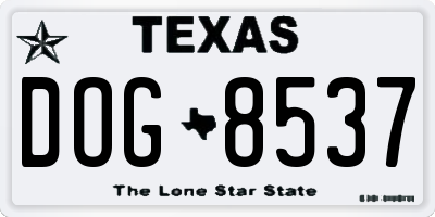 TX license plate DOG8537