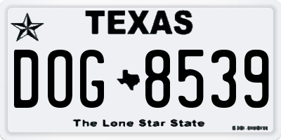 TX license plate DOG8539