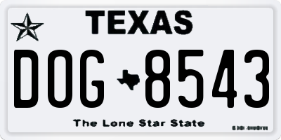 TX license plate DOG8543
