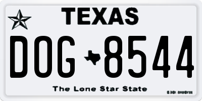 TX license plate DOG8544