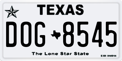 TX license plate DOG8545