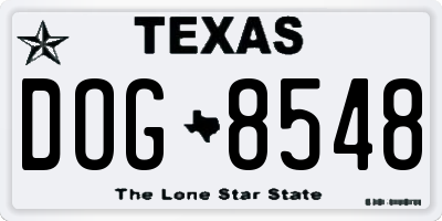 TX license plate DOG8548