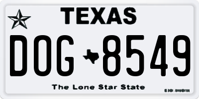 TX license plate DOG8549