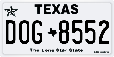 TX license plate DOG8552