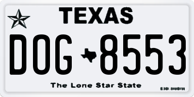 TX license plate DOG8553