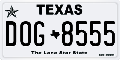 TX license plate DOG8555