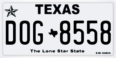 TX license plate DOG8558