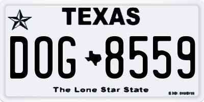 TX license plate DOG8559