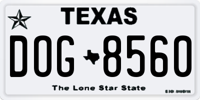 TX license plate DOG8560
