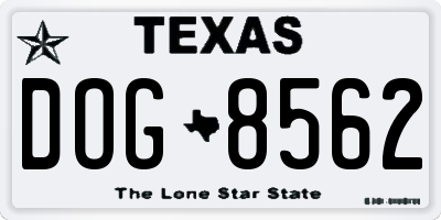TX license plate DOG8562
