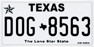 TX license plate DOG8563