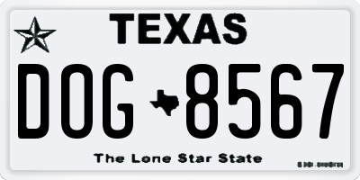 TX license plate DOG8567