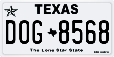 TX license plate DOG8568