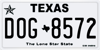 TX license plate DOG8572