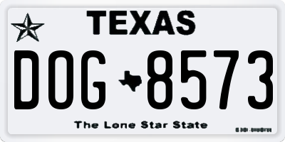 TX license plate DOG8573