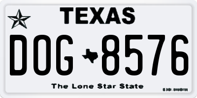 TX license plate DOG8576