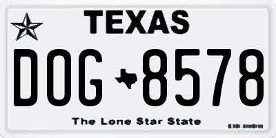 TX license plate DOG8578