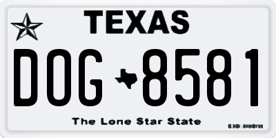 TX license plate DOG8581