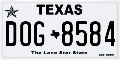 TX license plate DOG8584