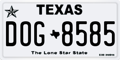 TX license plate DOG8585