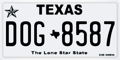 TX license plate DOG8587