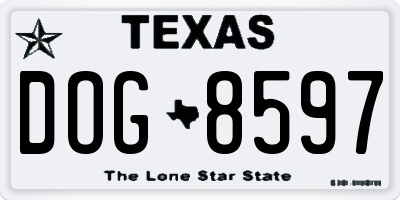 TX license plate DOG8597