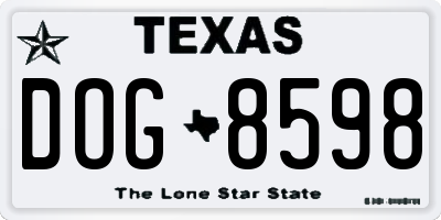 TX license plate DOG8598