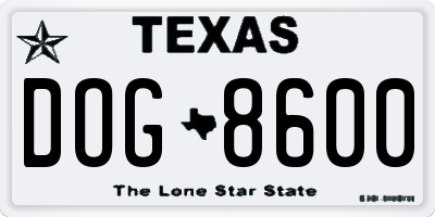 TX license plate DOG8600