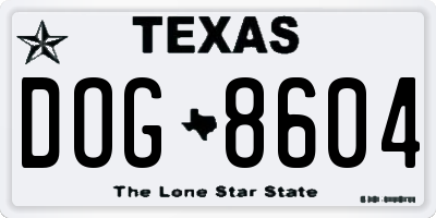 TX license plate DOG8604