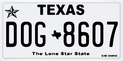 TX license plate DOG8607