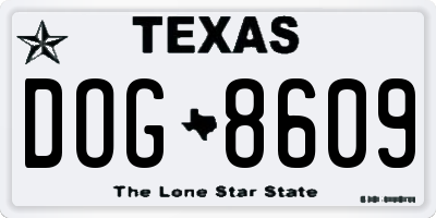 TX license plate DOG8609