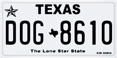 TX license plate DOG8610