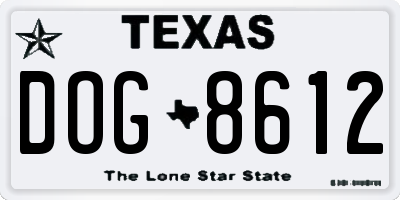 TX license plate DOG8612