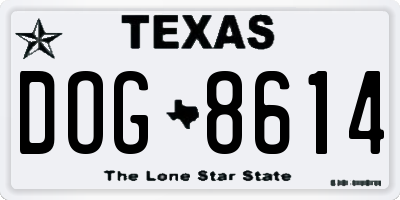 TX license plate DOG8614