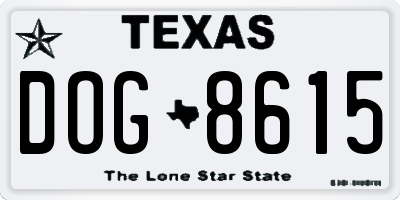 TX license plate DOG8615