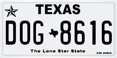 TX license plate DOG8616