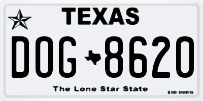TX license plate DOG8620