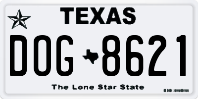 TX license plate DOG8621