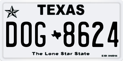 TX license plate DOG8624